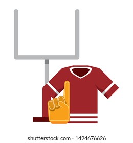 American football sport tshirt fan glove and goal post vector illustration graphic design