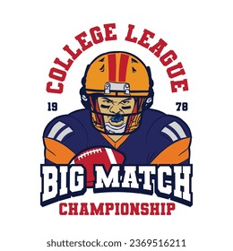 American football sport vector illustration in retro style design, perfect for t shirt design and club logo