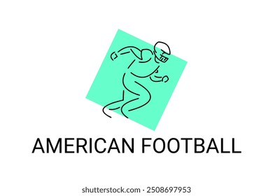 American football sport vector line icon. American football player. sport pictogram, vector illustration.