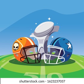 American football sports award in football stadium vector illustration design