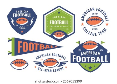 American football sports badge, logo, patch. Team club league emblem design template.