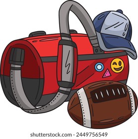 American Football Sports Bag and Cap Clipart 