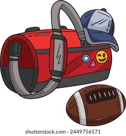 American Football Sports Bag and Cap Clipart 