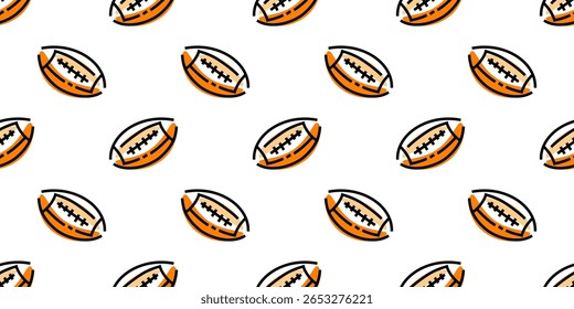 American football sports pattern background. rugby ball pattern background. rugby ball doodle Illustration background.