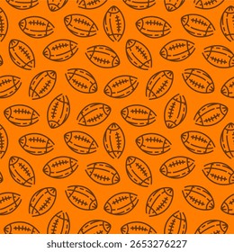 American football sports pattern background. rugby ball pattern background. rugby ball doodle Illustration background.