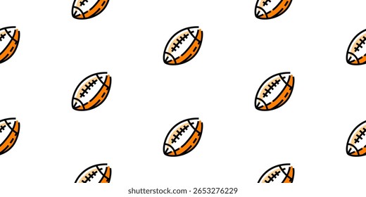 Fundo de padrão de futebol americano esportes padrão. fundo de padrão de bola de rúgbi. fundo de ilustração de bola de rúgbi.