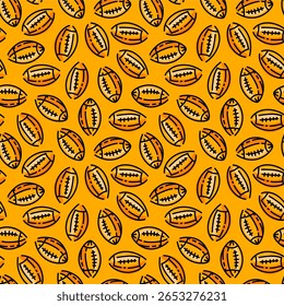 Fundo de padrão de futebol americano esportes padrão. fundo de padrão de bola de rúgbi. fundo de ilustração de bola de rúgbi.