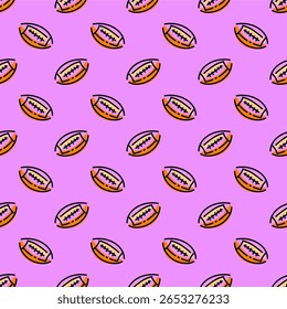 American football sports pattern background. rugby ball pattern background. rugby ball doodle Illustration background.