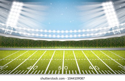 American Football Stadium Arena. Vector Illustration.