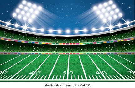 American Football Stadium Arena. Vector Illustration.