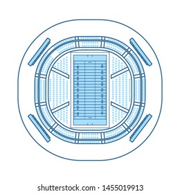 American Football Stadium Bird's-eye View Icon. Thin Line With Blue Fill Design. Vector Illustration.