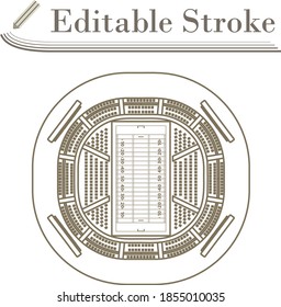 American Football Stadium Bird's-eye View Icon. Editable Stroke Simple Design. Vector Illustration.