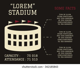 American football Stadium sign icon, vector illustration. Flat infographic design style with typographic. Text and graphics concept. Vector