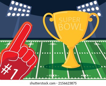 american football stadium trophy and foam hand