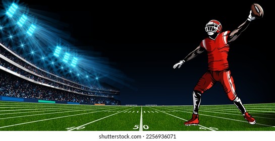 American football stadium vector illustration. Football field. Sport background. Match result template.