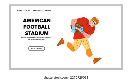 american football stadium vector. sport football, arena game, field soccer, grass, night competition american football stadium web flat cartoon illustration