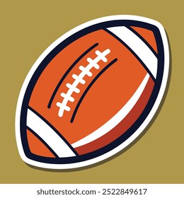 American Football Sticker with Detailed Stitching and Texture, Bold Outline for Sticker Look