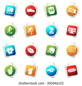 American Football stickers label icon set