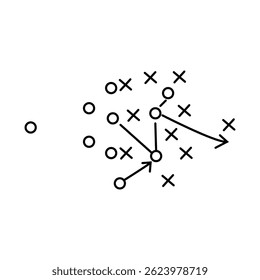 American football strategy diagram on chalkboard, vignette added