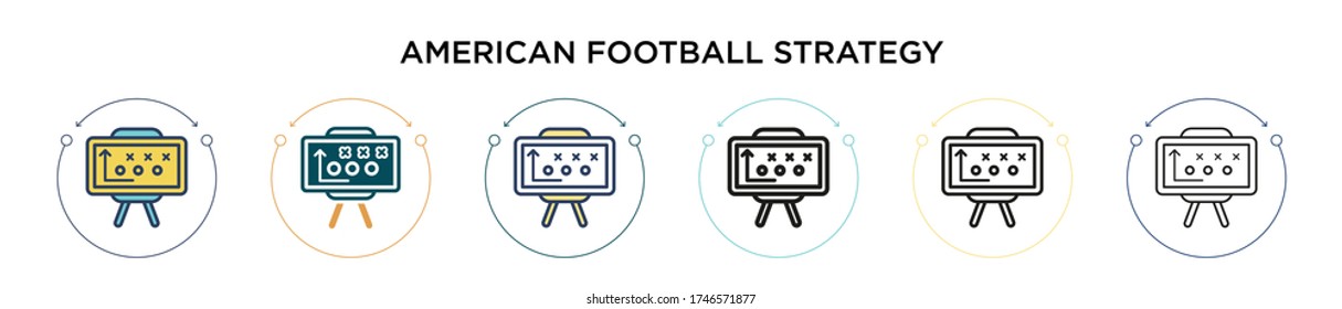 American football strategy icon in filled, thin line, outline and stroke style. Vector illustration of two colored and black american football strategy vector icons designs can be used for mobile,