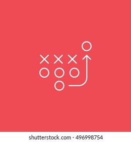 American Football Strategy Line Icon On Red Background