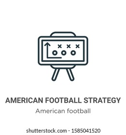 American football strategy outline vector icon. Thin line black american football strategy icon, flat vector simple element illustration from editable american football concept isolated on white 