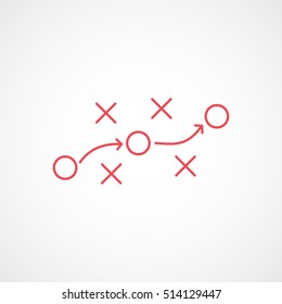 American Football Strategy Red Line Icon On White Background