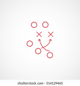 American Football Strategy Red Line Icon On White Background