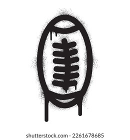 American football super bowl ball graffiti with black spray paint