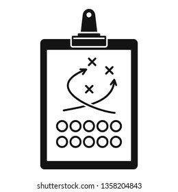 American football tactical clipboard icon. Simple illustration of american football tactical clipboard vector icon for web design isolated on white background