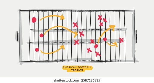 American football tactics board, freehand drawing design.
