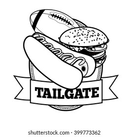 American football tailgate party icon with ribbon. EPS 10 vector.