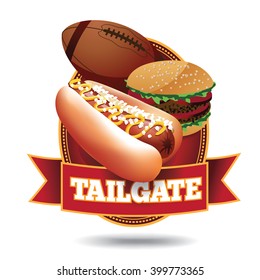 American football tailgate party icon with ribbon. EPS 10 vector.