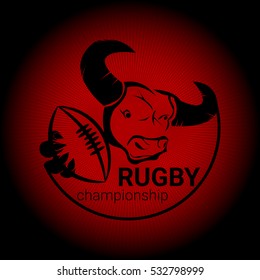 American football, team bulls. A sports logo. the emblem appearing out of the darkness. Perfect on your black shirt! vector