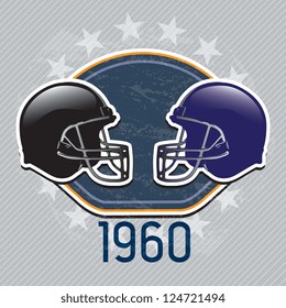 American Football team helmet 1960 on grey background. Vector Illustration