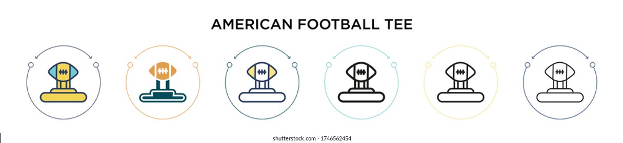 American football tee icon in filled, thin line, outline and stroke style. Vector illustration of two colored and black american football tee vector icons designs can be used for mobile, ui, web