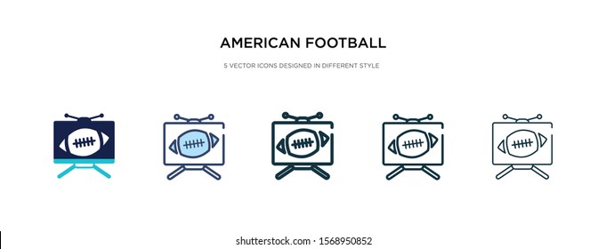 american football television icon in different style vector illustration. two colored and black american football television vector icons designed in filled, outline, line and stroke style can be