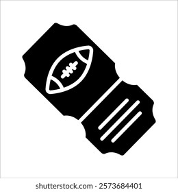 American football ticket icon in trendy silhouette style design. Vector illustration.