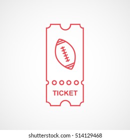 American Football Ticket Match Red Line Icon On White Background