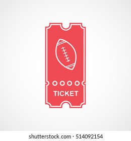 American Football Ticket Red Flat Icon On White Background