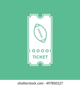 American Football Ticket Sport Match Flat Icon On Green Background