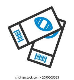 American Football Tickets Icon. Editable Bold Outline With Color Fill Design. Vector Illustration.