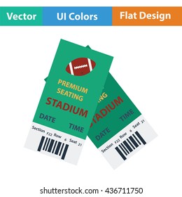 American Football Tickets Icon. Flat Color Design. Vector Illustration.