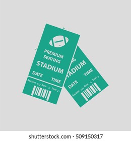 American football tickets icon. Gray background with green. Vector illustration.