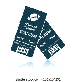 American Football Tickets Icon. Shadow Reflection Design. Vector Illustration.