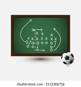 American Football Touchdown Strategy Diagram On Chalkboard Vector Art Illustration