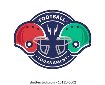 American football tournament logo, emblem, designs templates with american football helmet on a white background