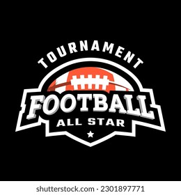 American football tournament logo, emblem on a black background.