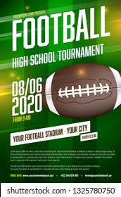 American football tournament poster template with ball and sample text in separate layer - vector illustration