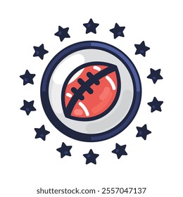 american football tournament round badge isolated